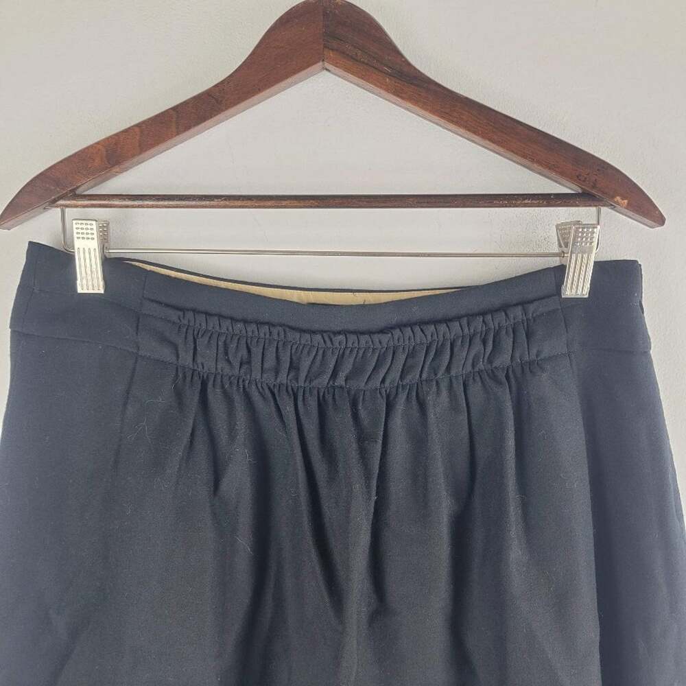 J Crew Shirred Stretch Wool Mini Skirt Black Side Zip Size 10 - Picture 2 of 6